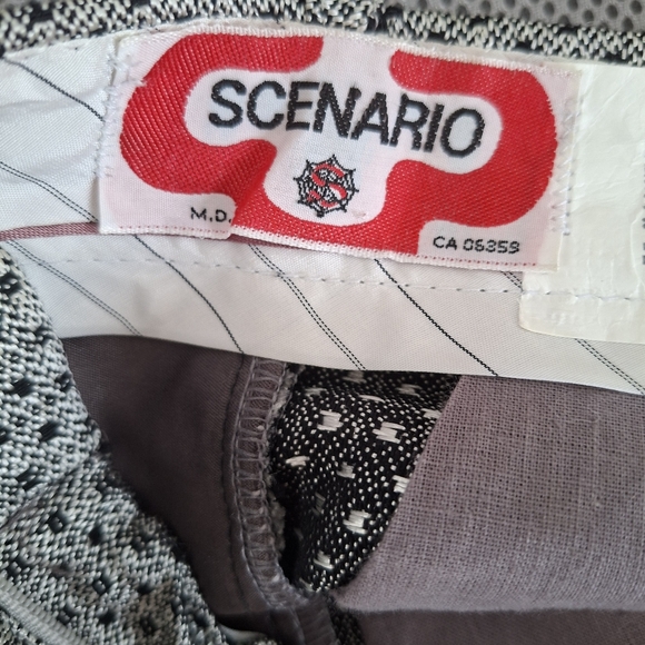 Vintage Scenario Women's Wool metallic Silver and black geometric pattern pants - Picture 12 of 16